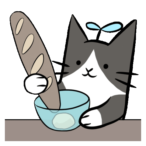 Cute Cat Baking with Baguette Recipe Sticker