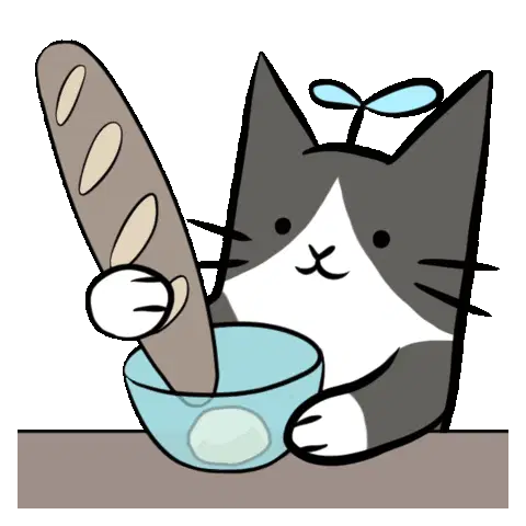 Cute Cat Baking with Baguette Recipe Sticker
