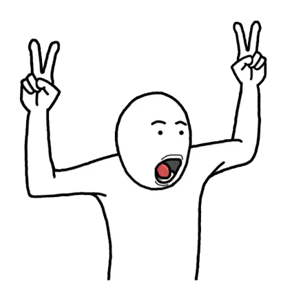 Excited Person Making Peace Signs Sticker