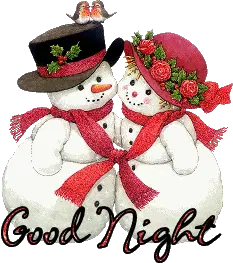 Sparkling Good Night Snowman with Bird Sticker