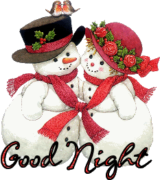 Sparkling Good Night Snowman with Bird Sticker