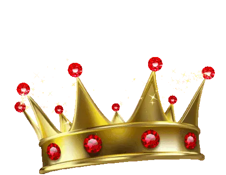 Sparkling Golden Crown with Red Jewels Rotating