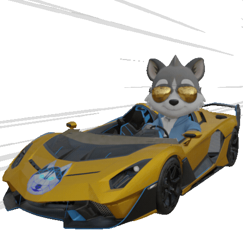 Cadinu Token Husky Driving Lamborghini Sticker