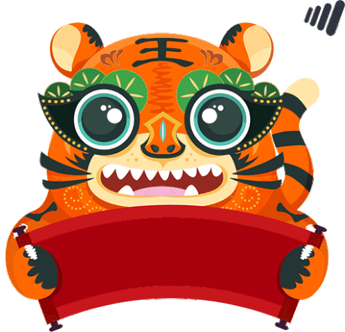 Cute Tiger HUAT Chinese New Year Sticker
