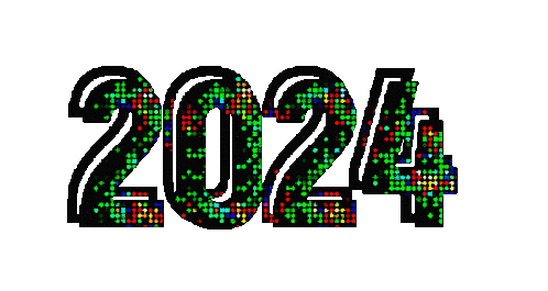 2024 Sparkling Pixelated Text Animated Sticker