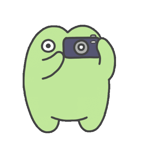Cute Blob Character Taking a Photo Sticker