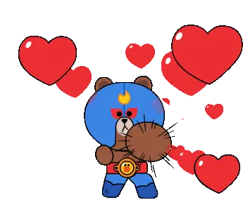 Pau: Brown El Primo Punching Hearts Sticker