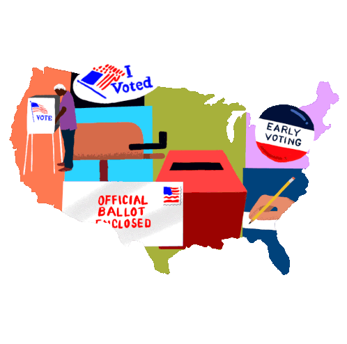 US Voting: Ballot, Early Voting & I Voted Sticker
