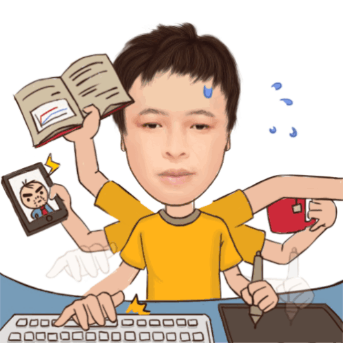 Multitasking Stress at Work Sticker