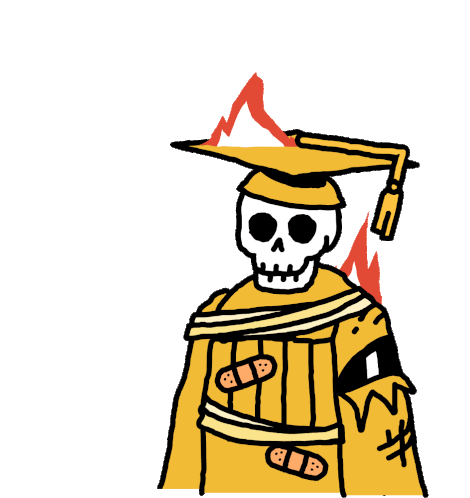 Heytvm Yellow Grad Skeleton on Fire Thumbs Up