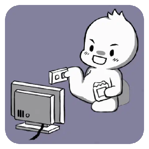 Cute Character Watching TV with Remote & Snack