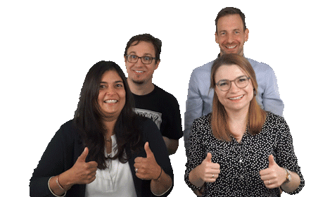 Team Xrhubnue Thumbs Up: Benjamin, Inci, Julia, Markus