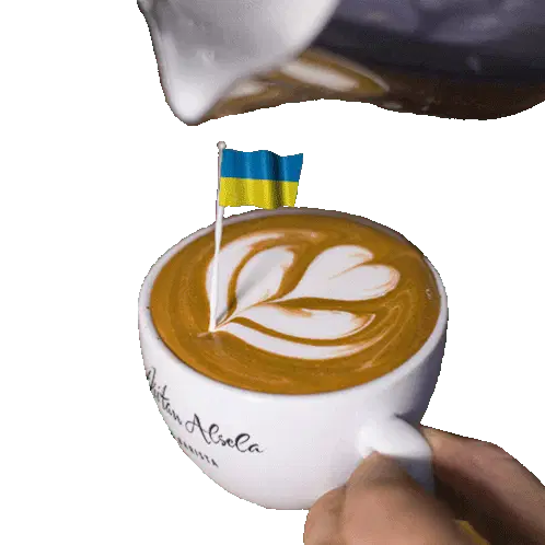 Ukraine Flag Latte Art Coffee by Dritan Alsela