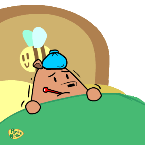 Pants Bear Sick in Bed with Fever