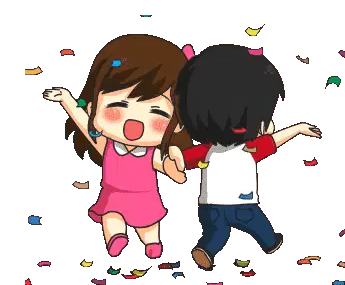 Happy Chibi Dance Confetti Sticker