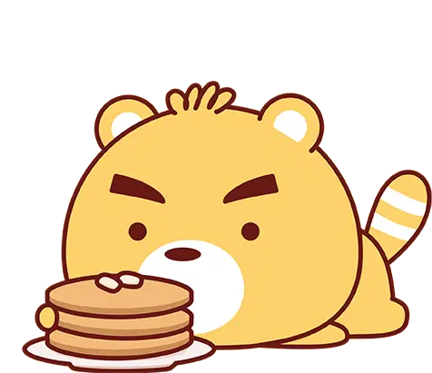Adorable Bear Devouring Pancakes