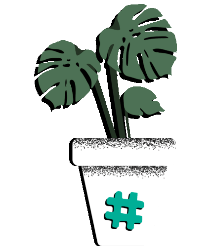 Monstera Plant in Pot with Color-Changing Leaves Sticker