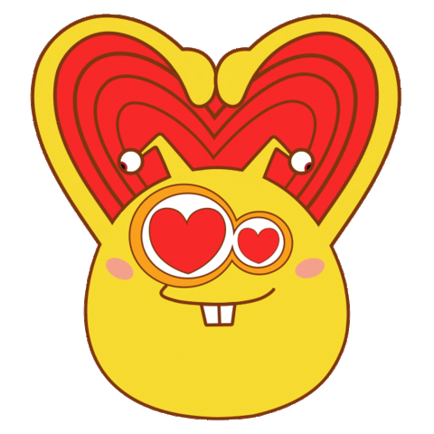 Cute Bunny with Pulsating Heart Eyes Sticker