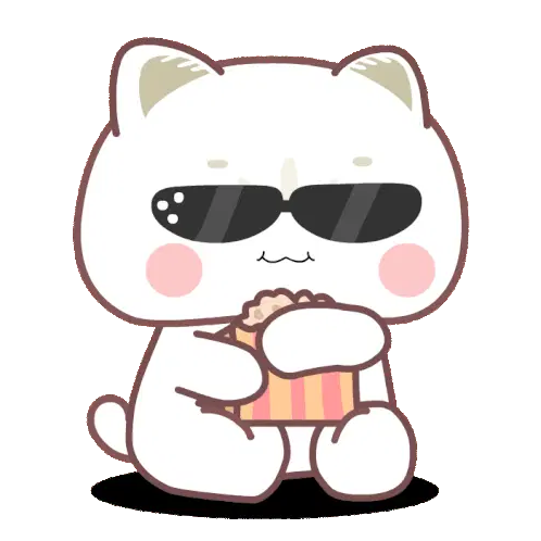 Cool Cat Kitty Eating Popcorn with Swag