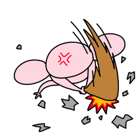 Angry Cartoon Character Punching Ground Sticker
