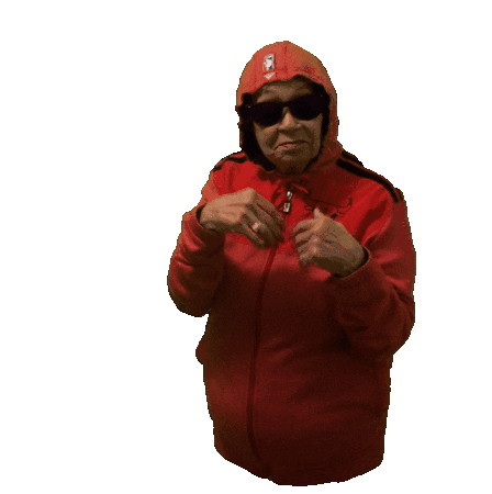 Margo Shrugs Shoulders in Red Hoodie