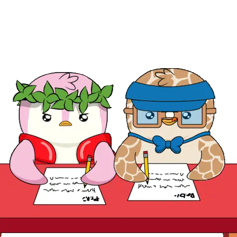 Penguins Taking a School Test
