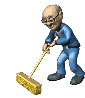Homem Idoso Varrendo com Vassoura