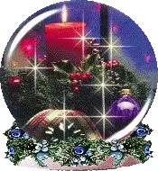 Christmas Snow Globe with Candle and Holly