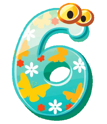 Purple Metallic Number Six Transparent Sticker