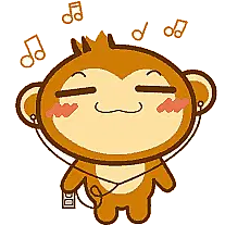 Luna Monkey Enjoying Music Sticker