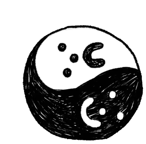 Nastia Cistakova Happy Sad Yin Yang Doodle Sticker