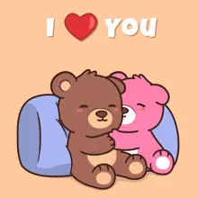 Cute Teddy Bears Cuddling - I Love You