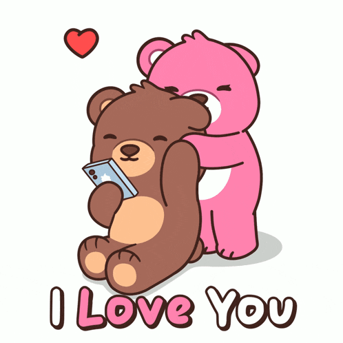 Cute Teddy Bears Hugging - I Love You