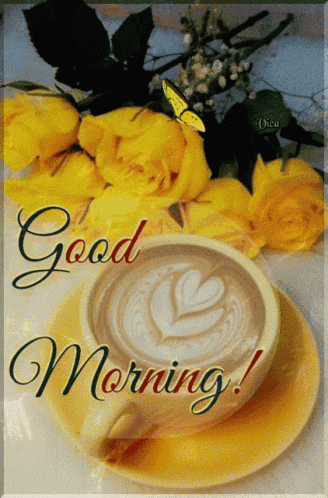 Good Morning Coffee with Yellow Roses