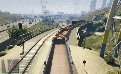 GTA V: Train vs. Car on Tracks