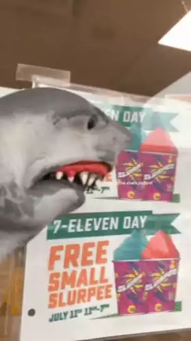 Shark Puppet at 7-Eleven for Free Slurpee