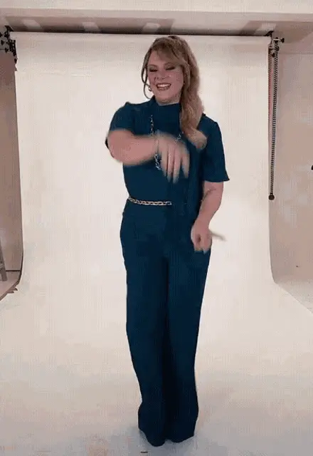Erika Buenfil Dancing in Blue Jumpsuit