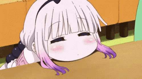 Cute Anime Girl Bored on Table