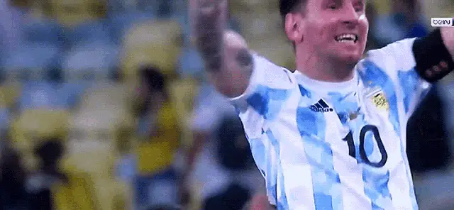 Lionel Messi Celebrates for Argentina