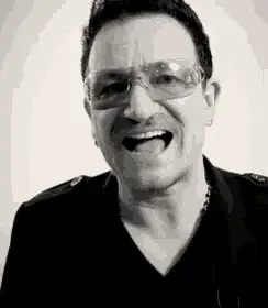 U2's Bono in Black and White