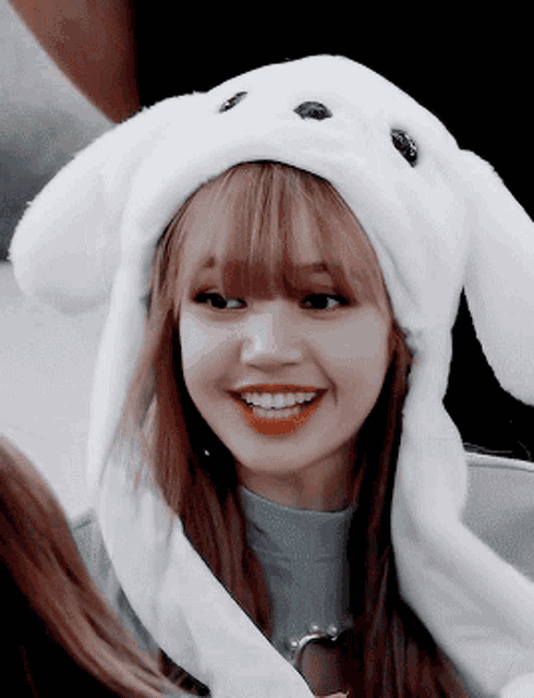 Lisa from Blackpink in Cute Bunny Hat