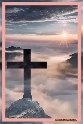 Cross on Mountain at Sunset - Prayer & Faith