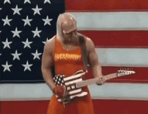 Hulk Hogan Rocks Out with American Flag Guitar