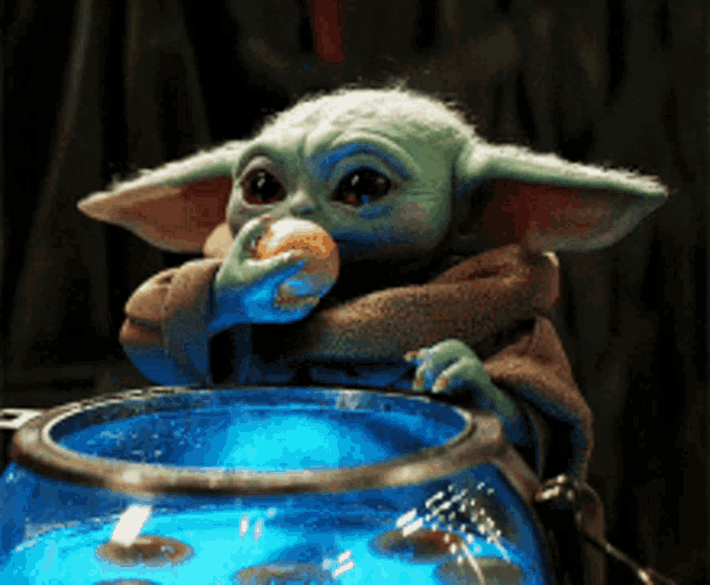 Baby Yoda Eating Snack
