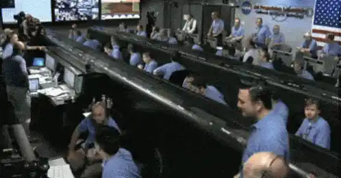 NASA Mission Control Cheering Celebration