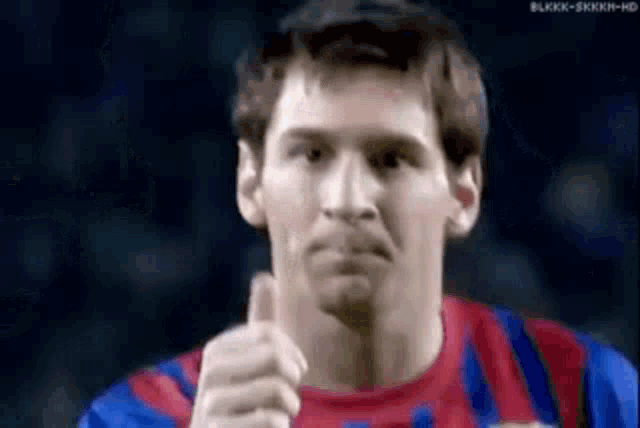 Lionel Messi Gives Thumbs Up and Points
