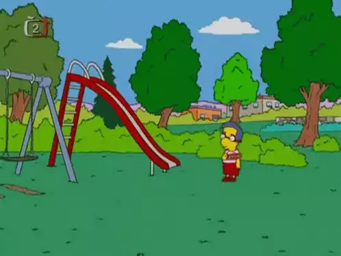 Milhouse Simpsons Playing Frisbee Alone