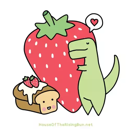 Loof And Timmy: Cute Dinosaur, Strawberry & Bread