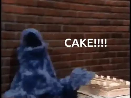 Cookie Monster's Excitement for Cake