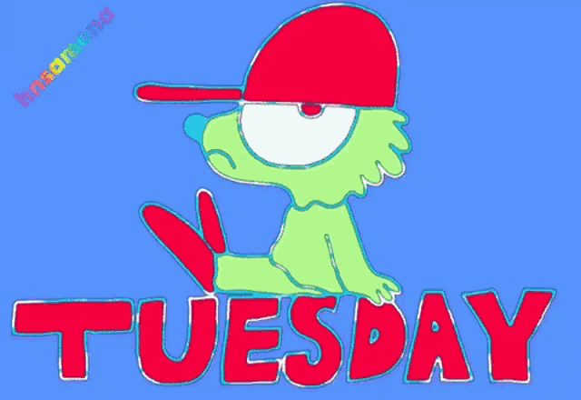 Cartoon Character on 'Tuesday' Text